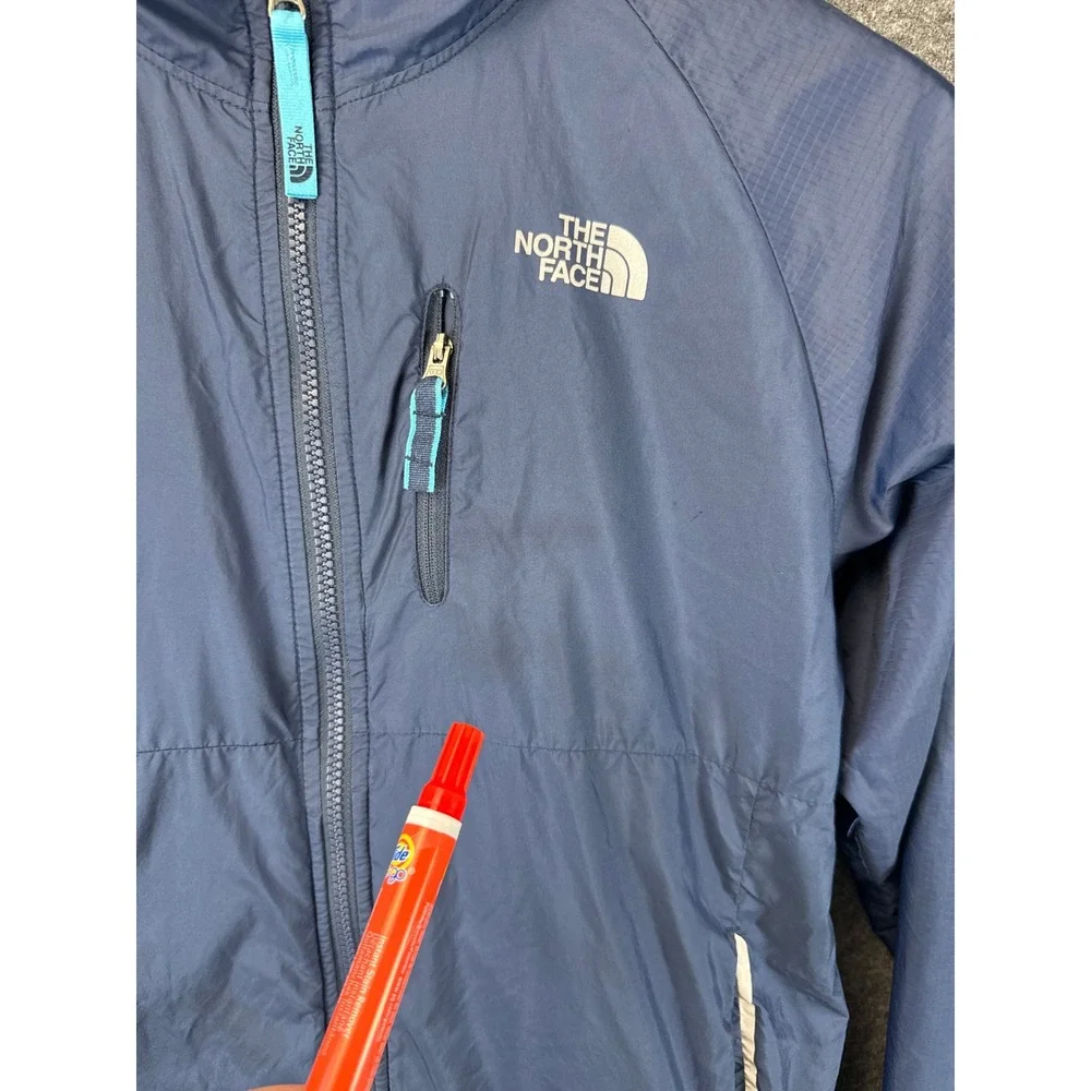 The North Face WindWall Jacket Boys L 14/16 Blue Reversible Hooded Windbreaker
